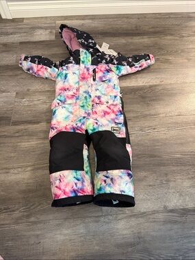 Deux Par Deux Kids Tie-Dye Snow Bunting with Black Accents